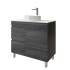 900mm Dark Grey MDF Bathroom Vanity Left Drawers Free Standing Cabinet Only