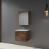 600mm Dark Oak MDF Bathroom Floating Vanity 2 Doors Wall Hung Cabinet Only for Bathroom