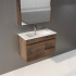 750mm Narrow Dark Oak MDF Bathroom Vanity Right Drawers Wall Hung Cabinet Only
