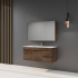 1200mm Dark Oak MDF Bathroom Vanity Right Drawers Wall Hung Cabinet Only