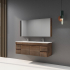 1500mm Dark Oak MDF Bathroom Vanity 4 Side Drawers 2 Middle Doors Wall Hung Cabinet Only