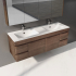 1500mm Dark Oak MDF Bathroom Vanity 4 Side Drawers 2 Middle Doors Wall Hung Cabinet Only