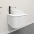 Kiama 600mm Matte White 1 Door Curved Wall Hung Fluted Bathroom Vanity