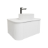 Kiama 750mm Matte White 1 Drawer Curved Wall Hung Fluted Bathroom Vanity