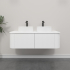 Kiama 1200mm Matte White 2 Drawers Curved Wall Hung Fluted Bathroom Vanity