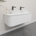Kiama 1200mm Matte White 2 Drawers Curved Wall Hung Fluted Bathroom Vanity