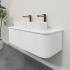 Kiama 1200mm Matte White 2 Drawers Curved Wall Hung Fluted Bathroom Vanity