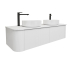 Kiama 1500mm Matte White 2 Drawers Curved Wall Hung Fluted Bathroom Vanity