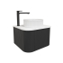 Kiama 600mm Matte Black 1 Door Curved Wall Hung Fluted Bathroom Vanity
