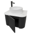 Kiama 600mm Matte Black 1 Door Curved Wall Hung Fluted Bathroom Vanity