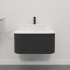 Kiama 750mm Matte Black 1 Drawer Curved Wall Hung Fluted Bathroom Vanity