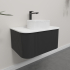 Kiama 750mm Matte Black 1 Drawer Curved Wall Hung Fluted Bathroom Vanity