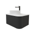 Kiama 750mm Matte Black 1 Drawer Curved Wall Hung Fluted Bathroom Vanity