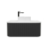 Kiama 950mm Matte Black 1 Drawer Curved Wall Hung Fluted Bathroom Vanity