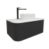 Kiama 950mm Matte Black 1 Drawer Curved Wall Hung Fluted Bathroom Vanity