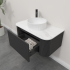 Kiama 950mm Matte Black 1 Drawer Curved Wall Hung Fluted Bathroom Vanity