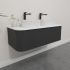 Kiama 1200mm Matte Black 2 Drawers Curved Wall Hung Fluted Bathroom Vanity