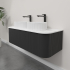 Kiama 1200mm Matte Black 2 Drawers Curved Wall Hung Fluted Bathroom Vanity