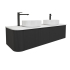 Kiama 1500mm Matte Black 2 Drawers Curved Wall Hung Fluted Bathroom Vanity