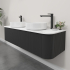 Kiama 1500mm Matte Black 2 Drawers Curved Wall Hung Fluted Bathroom Vanity