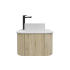Kiama 600mm White Oak 1 Door Curved Wall Hung Fluted Bathroom Vanity
