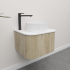 Kiama 600mm White Oak 1 Door Curved Wall Hung Fluted Bathroom Vanity