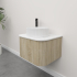 Kiama 600mm White Oak 1 Door Curved Wall Hung Fluted Bathroom Vanity
