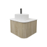 Kiama 600mm White Oak 1 Door Curved Wall Hung Fluted Bathroom Vanity