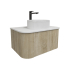 Kiama 750mm White Oak 1 Drawer Curved Wall Hung Fluted Bathroom Vanity
