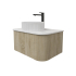 Kiama 750mm White Oak 1 Drawer Curved Wall Hung Fluted Bathroom Vanity