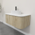 Kiama 950mm White Oak 1 Drawer Curved Wall Hung Fluted Bathroom Vanity
