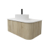 Kiama 950mm White Oak 1 Drawer Curved Wall Hung Fluted Bathroom Vanity