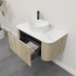 Kiama 950mm White Oak 1 Drawer Curved Wall Hung Fluted Bathroom Vanity