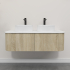 Kiama 1200mm White Oak 2 Drawers Curved Wall Hung Fluted Bathroom Vanity