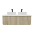 Kiama 1200mm White Oak 2 Drawers Curved Wall Hung Fluted Bathroom Vanity