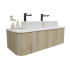 Kiama 1200mm White Oak 2 Drawers Curved Wall Hung Fluted Bathroom Vanity