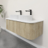 Kiama 1200mm White Oak 2 Drawers Curved Wall Hung Fluted Bathroom Vanity