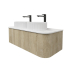 Kiama 1200mm White Oak 2 Drawers Curved Wall Hung Fluted Bathroom Vanity