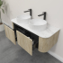 Kiama 1200mm White Oak 2 Drawers Curved Wall Hung Fluted Bathroom Vanity