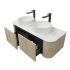 Kiama 1200mm White Oak 2 Drawers Curved Wall Hung Fluted Bathroom Vanity