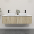 Kiama 1500mm White Oak 2 Drawers Curved Wall Hung Fluted Bathroom Vanity