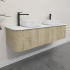 Kiama 1500mm White Oak 2 Drawers Curved Wall Hung Fluted Bathroom Vanity