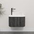 Kiama 600mm Dark Grey 1 Door Curved Wall Hung Fluted Bathroom Vanity