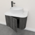 Kiama 600mm Dark Grey 1 Door Curved Wall Hung Fluted Bathroom Vanity