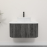 Kiama 750mm Dark Grey 1 Drawer Curved Wall Hung Fluted Bathroom Vanity