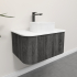Kiama 750mm Dark Grey 1 Drawer Curved Wall Hung Fluted Bathroom Vanity