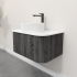 Kiama 750mm Dark Grey 1 Drawer Curved Wall Hung Fluted Bathroom Vanity