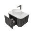 Kiama 750mm Dark Grey 1 Drawer Curved Wall Hung Fluted Bathroom Vanity