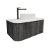 Kiama 950mm Dark Grey 1 Drawer Curved Wall Hung Fluted Bathroom Vanity