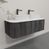 Kiama 1200mm Dark Grey 2 Drawers Curved Wall Hung Fluted Bathroom Vanity